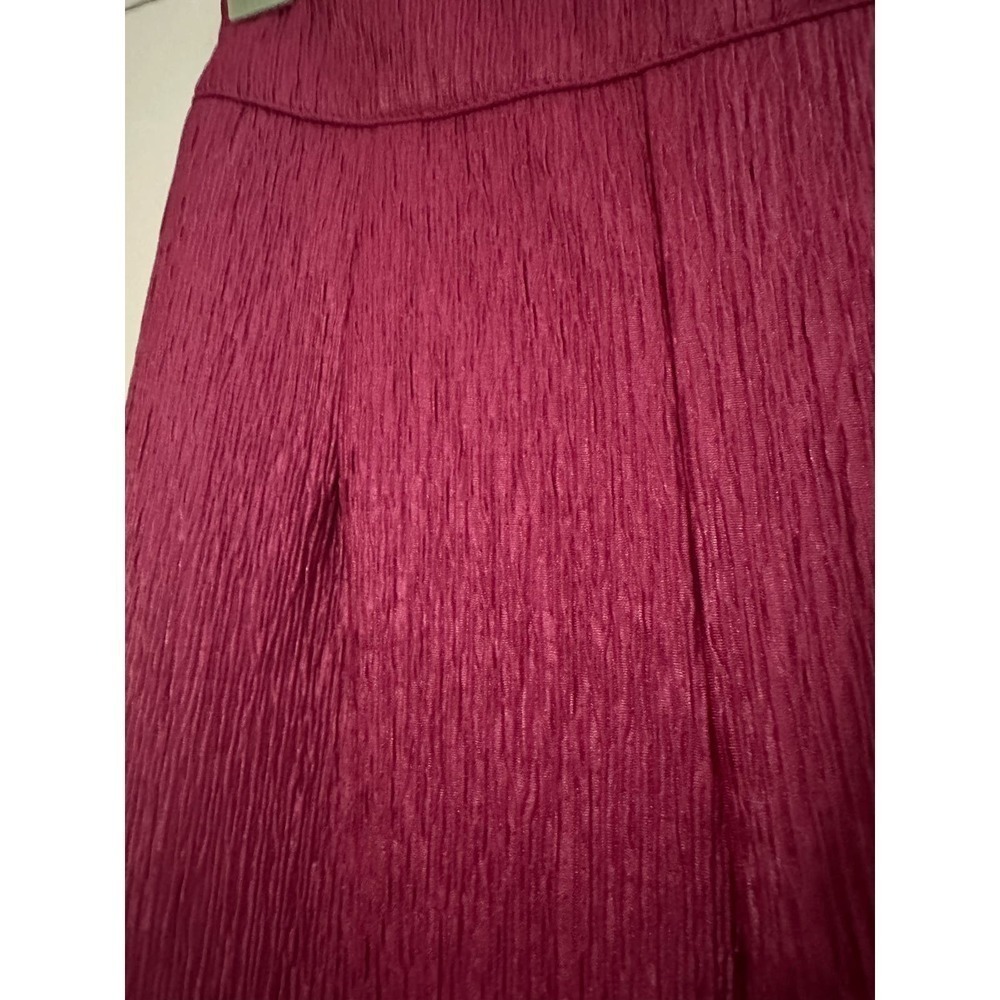 NWT Nasty Gal Hot Pink Textured Jacquard Split Hem Trousers Pants - Sz 2 - Picture 3 of 5